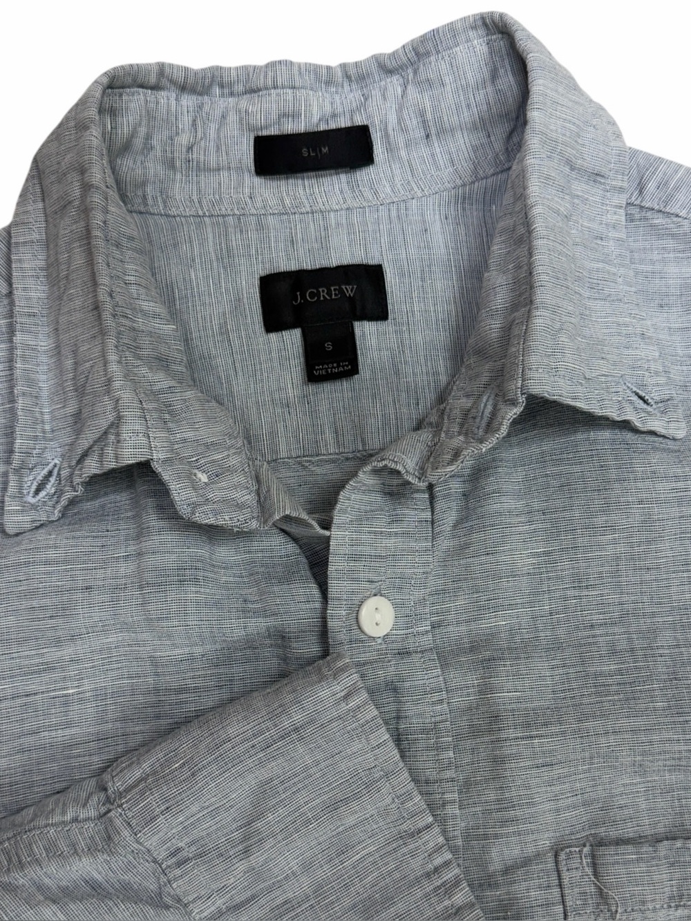 J Crew Baird McNutt Linen Shirt Mens Small Blue Irish Long Sleeve Button Down